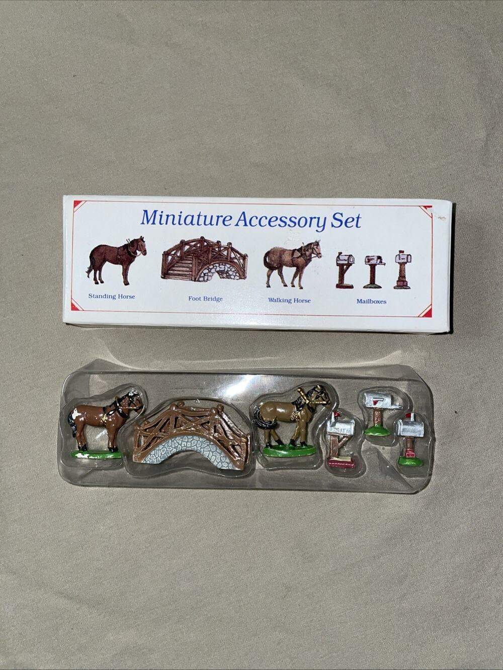 Liberty Falls Collection Miniature 6pc Accessory AH51 Horses Bridge mailbox